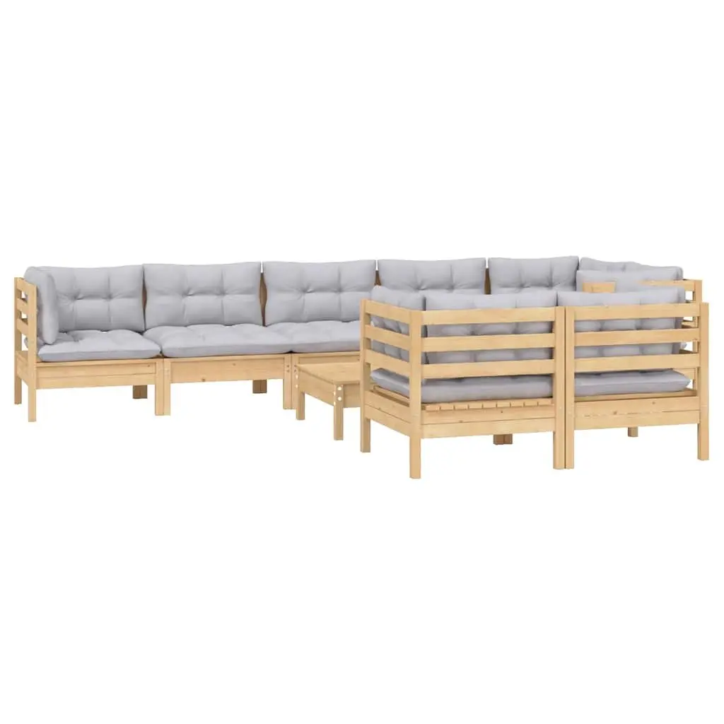 Garden Lounge Set 9 Piece Outdoor Furniture Patio Seating Grey Cushions Modular