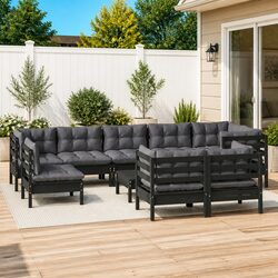 Versatile 10-Piece Black Garden Lounge for Any Space