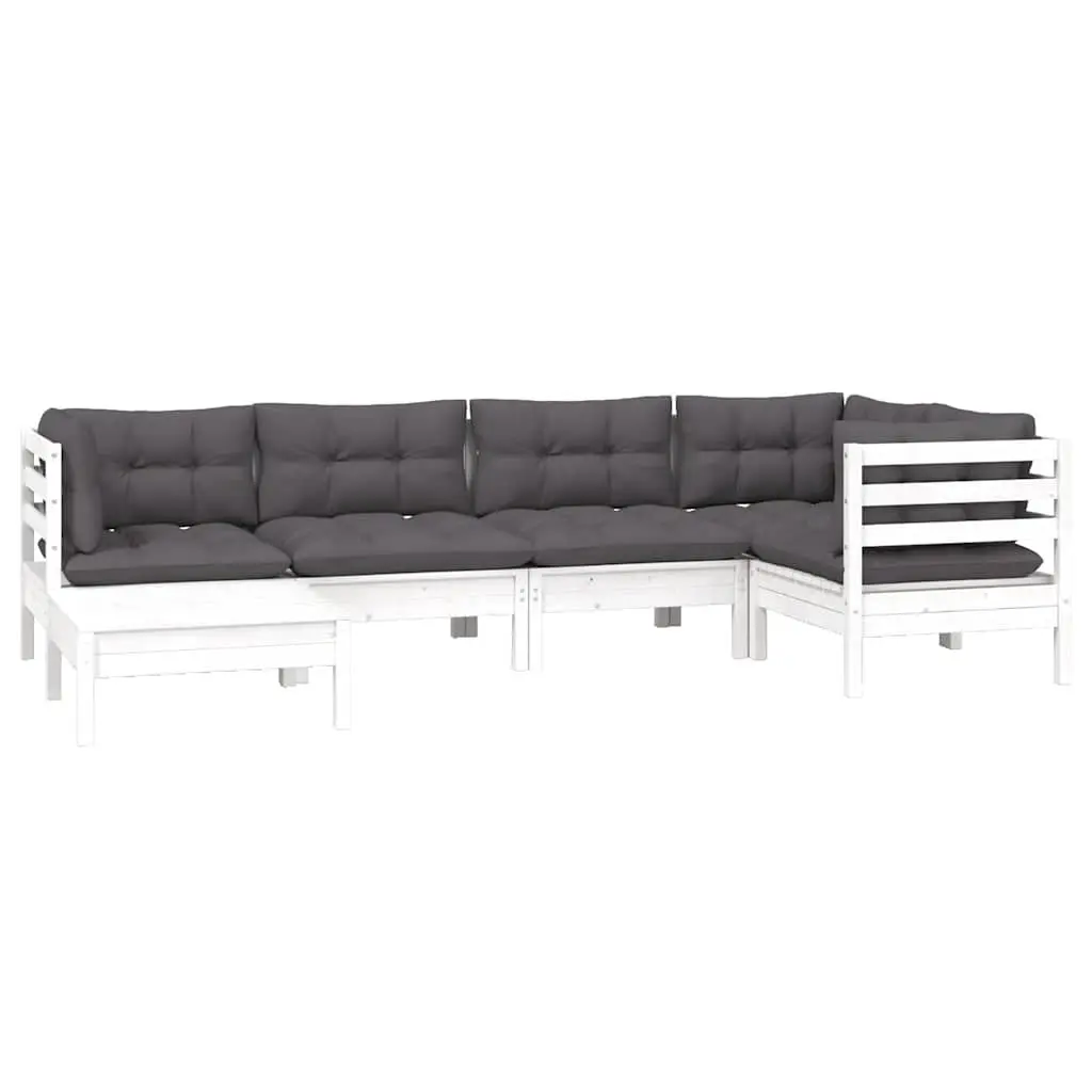 Garden Lounge Set 6 Piece Outdoor Patio Furniture with Cushions White