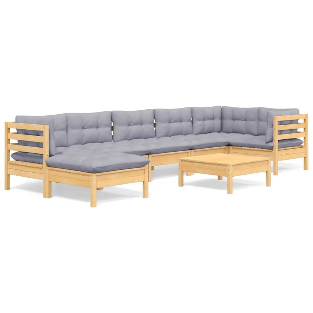 Modular 8 Piece Outdoor Lounge Set with Soft Grey Cushions