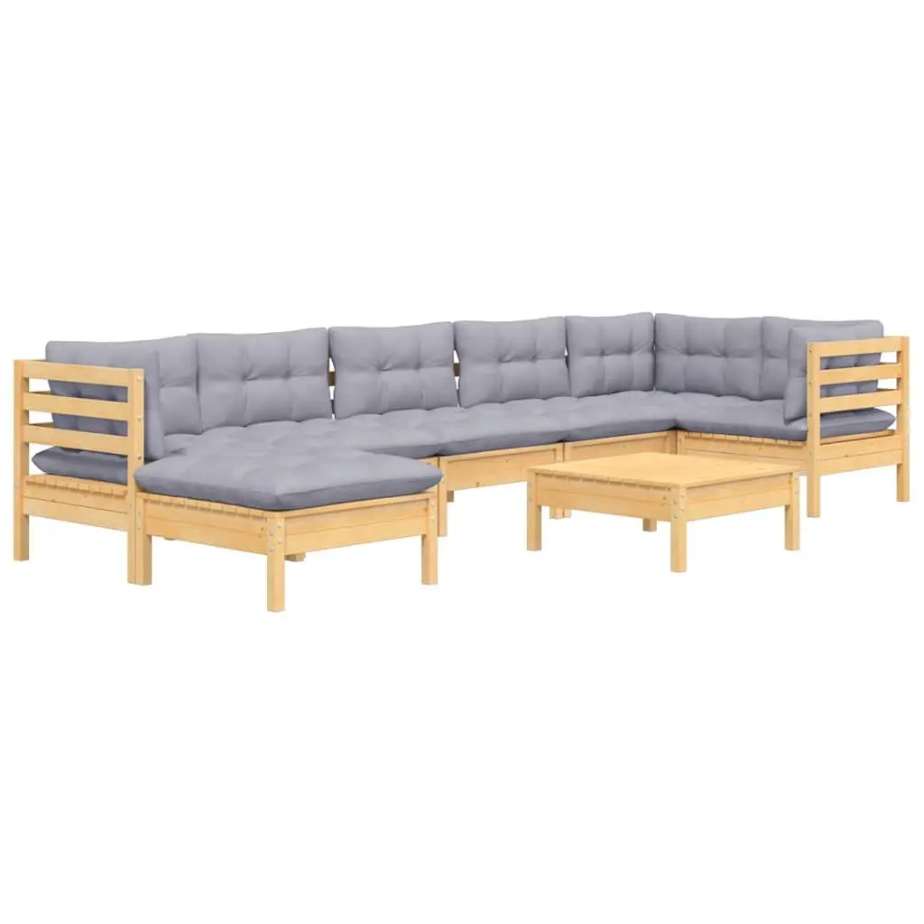 Modular 8 Piece Outdoor Lounge Set with Soft Grey Cushions
