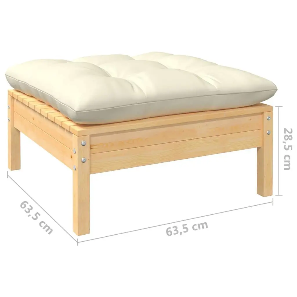 Garden Lounge Set 7 Piece Outdoor Patio Furniture Modular Cream Cushions Solid