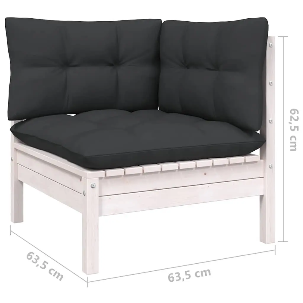 Outdoor Furniture Set 9 Piece Modular White Pinewood with Cushions Garden Lounge