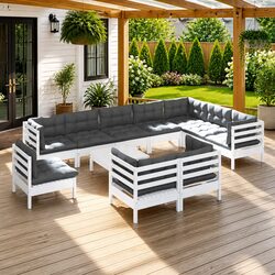 11 Piece Garden Lounge Set with Cushions and Modular Design