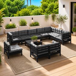 Practical 11-Piece Lounge Set for Outdoor Enjoyment