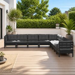 Versatile Black Garden Lounge Set for Patios and Gardens