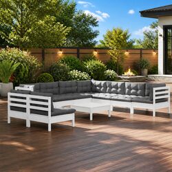 Versatile Modular 10 Piece Outdoor Lounge Set, White
