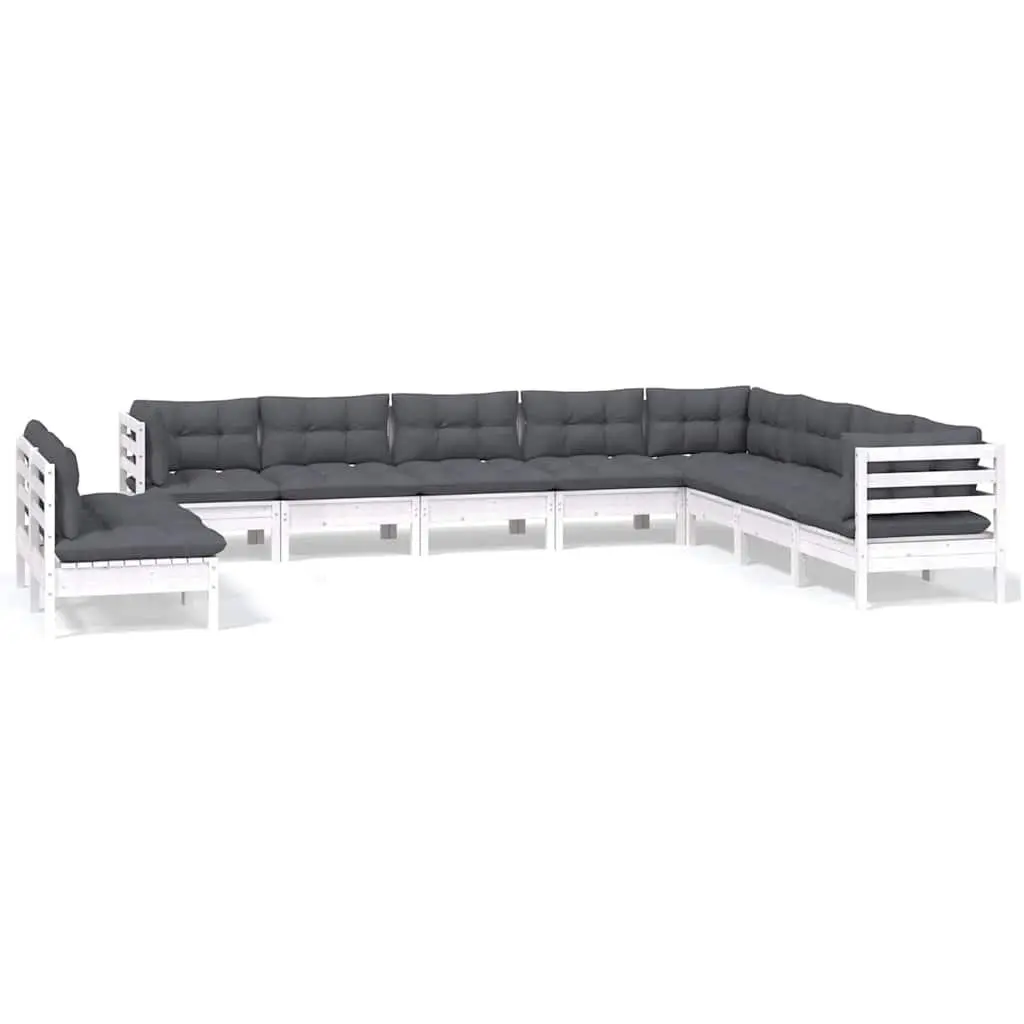 10 Piece White Outdoor Lounge Set with Cushions