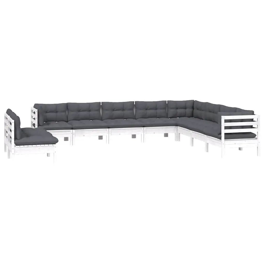 10 Piece White Outdoor Lounge Set with Cushions