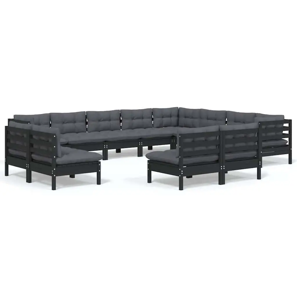 Outdoor 12-Piece Modular Lounge Set in Black