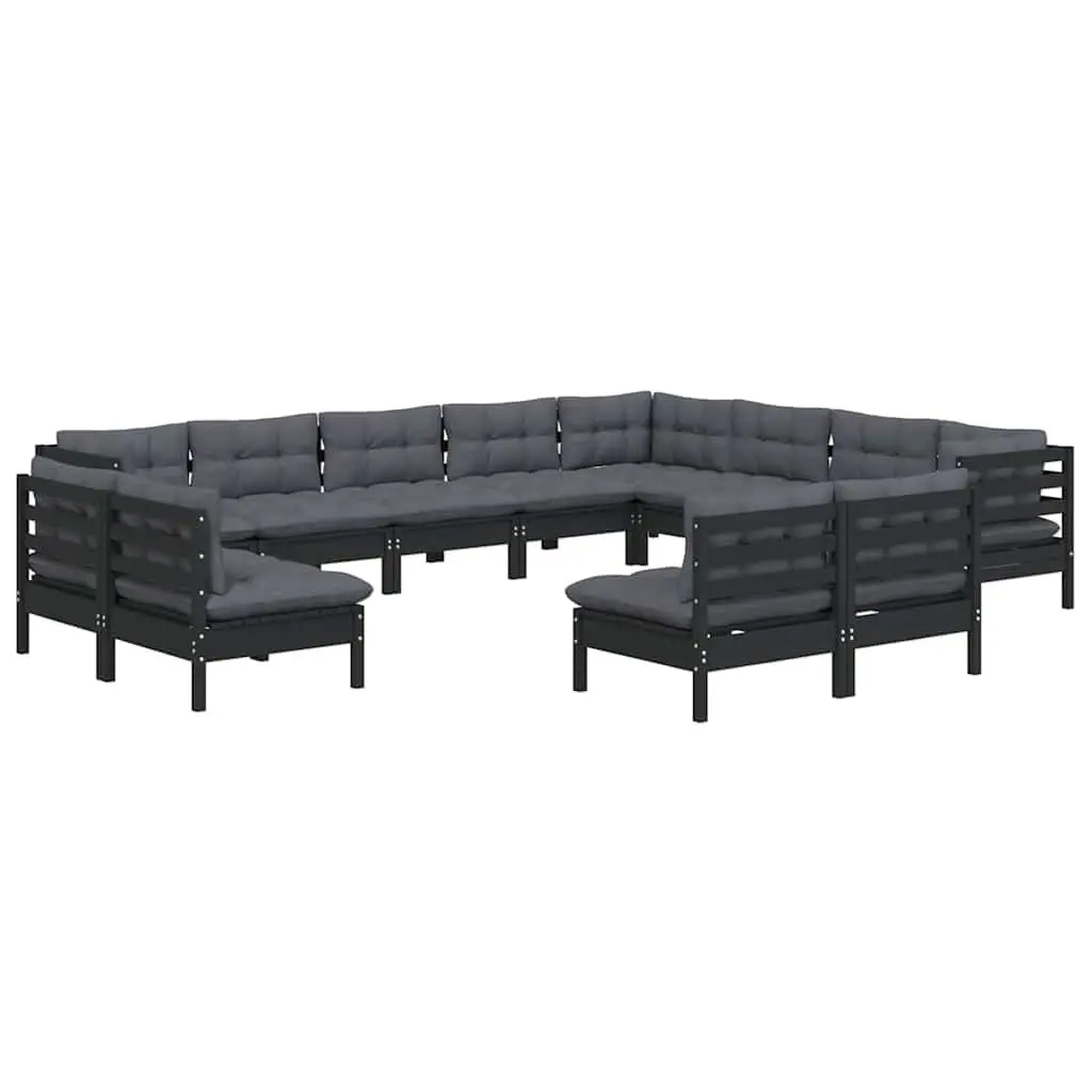 Outdoor 12-Piece Modular Lounge Set in Black