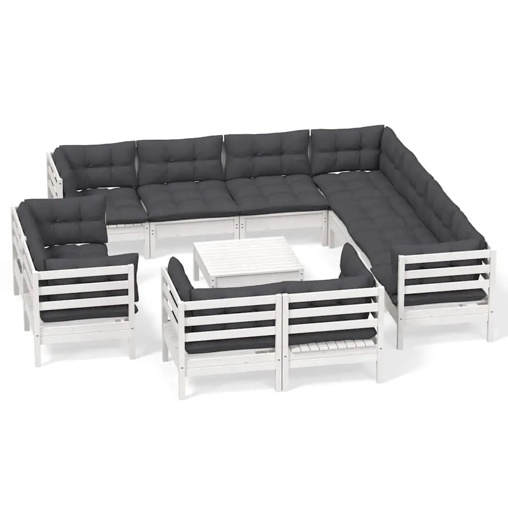 Garden Lounge Set 12 Piece Outdoor Furniture Patio Modular Sofa Sectional White