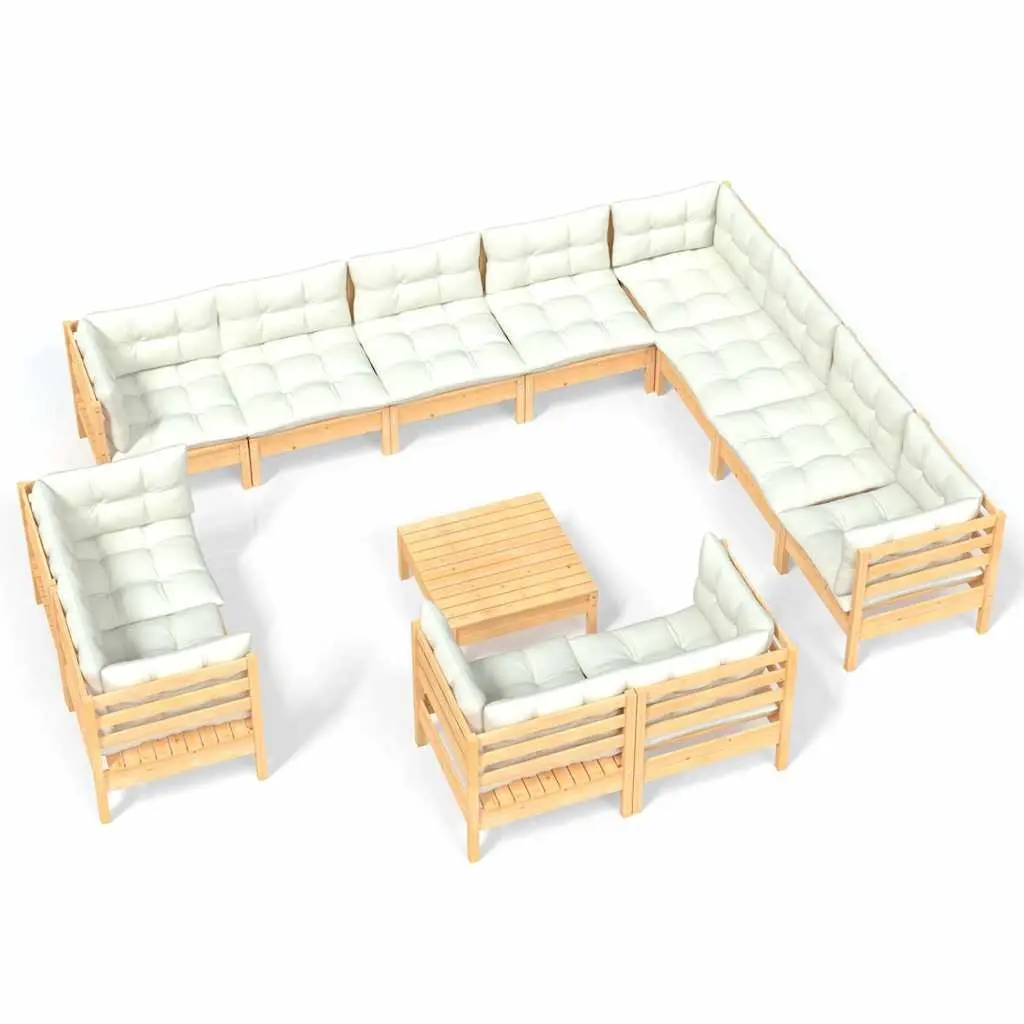 Garden Lounge Set 13 Piece Outdoor Patio Furniture Modular Cream Cushions
