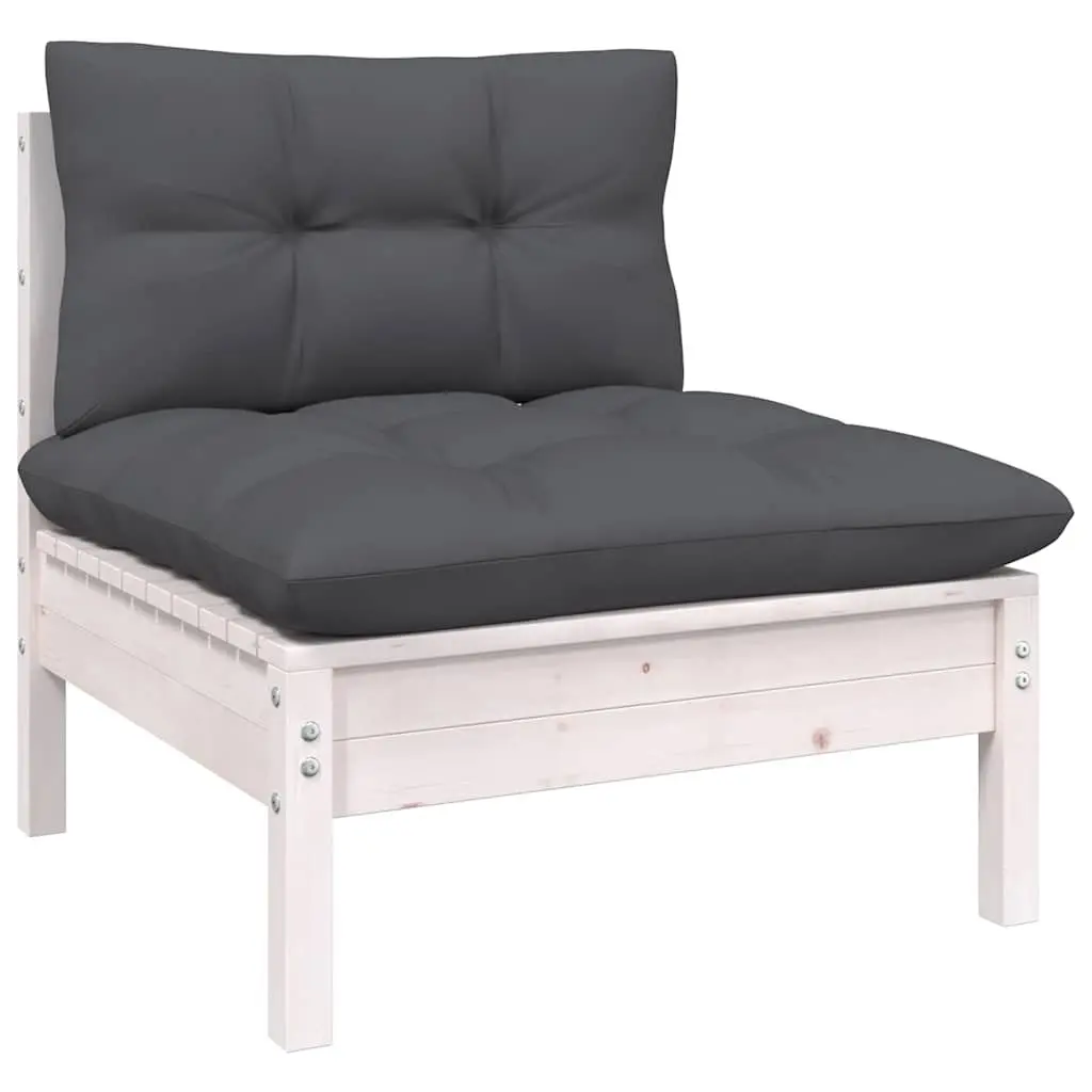Garden Lounge Set 13 Piece Outdoor Furniture White Pinewood with Cushions