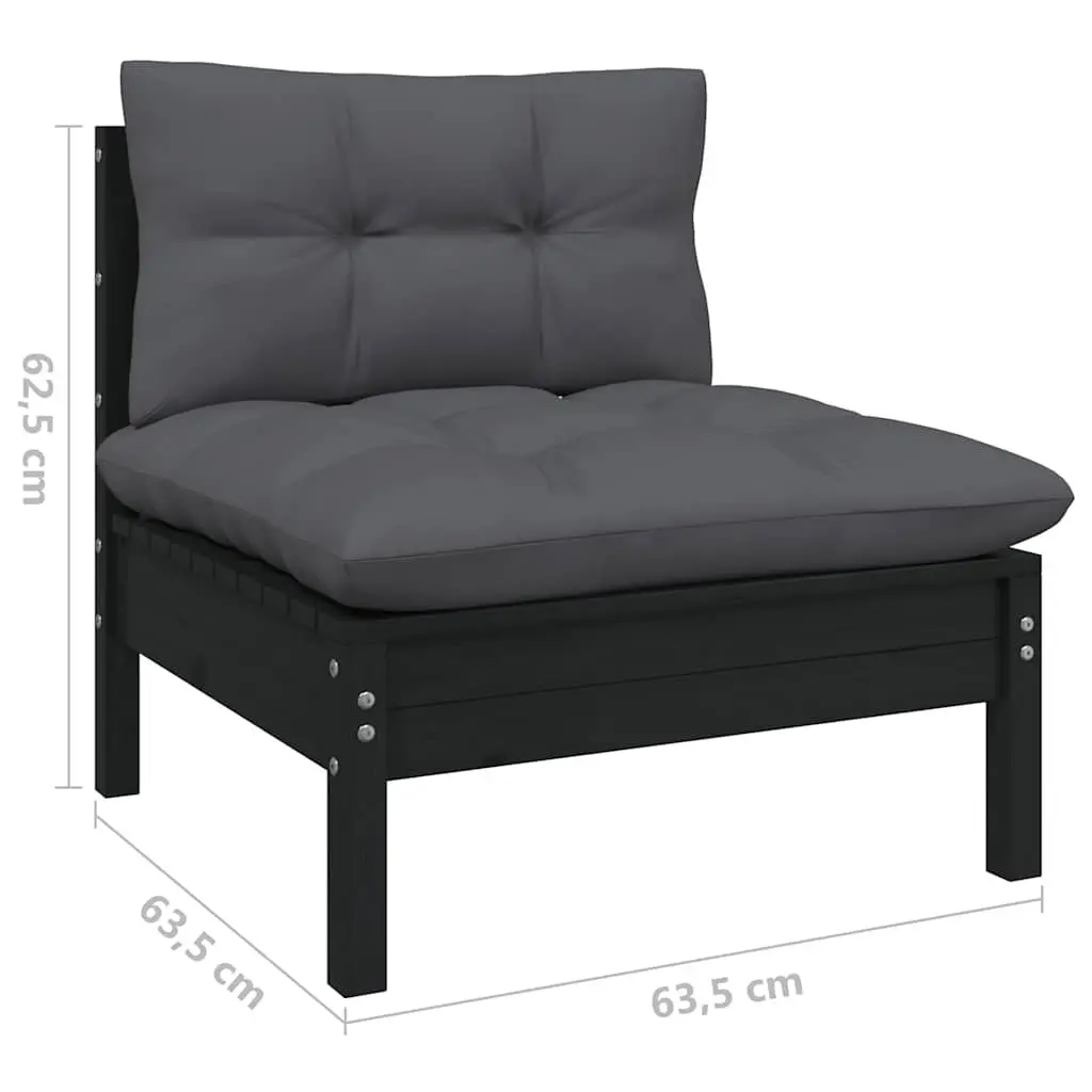 Garden Lounge Set 8 Piece Outdoor Patio Furniture Black with Cushions Modular