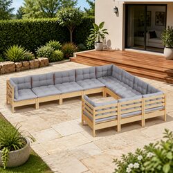Practical 10-Piece Garden Lounge Set for Outdoor Use