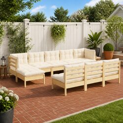 Practical 10 Piece Garden Lounge Set for Outdoor Spaces