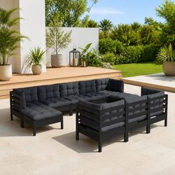 Practical 10 Piece Black Outdoor Lounge Set