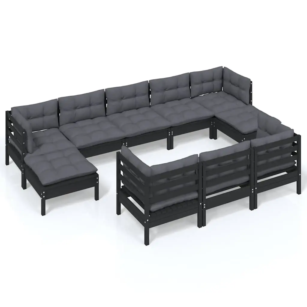 10 Piece Black Outdoor Lounge Set