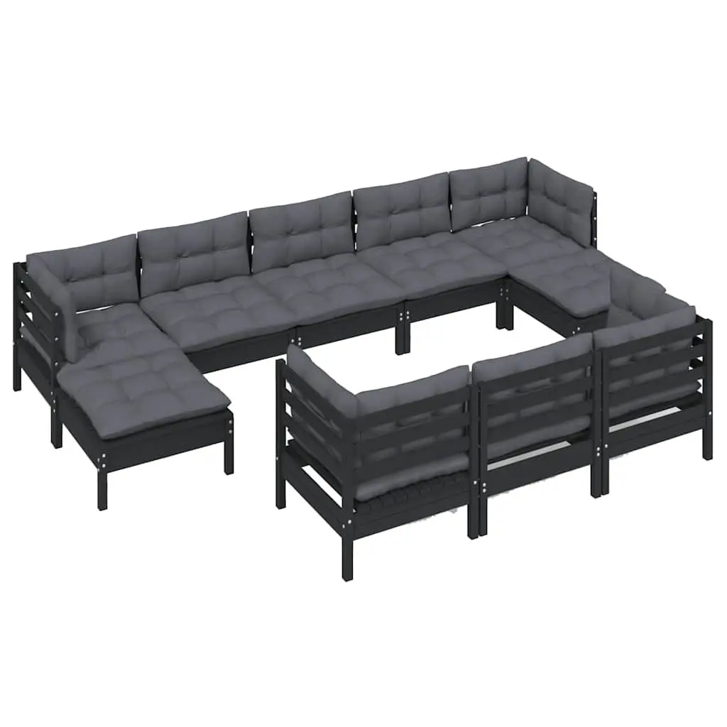 10 Piece Black Outdoor Lounge Set