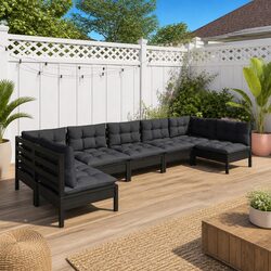 7 Piece Black Garden Lounge Set: Perfect for Outdoor Relaxation