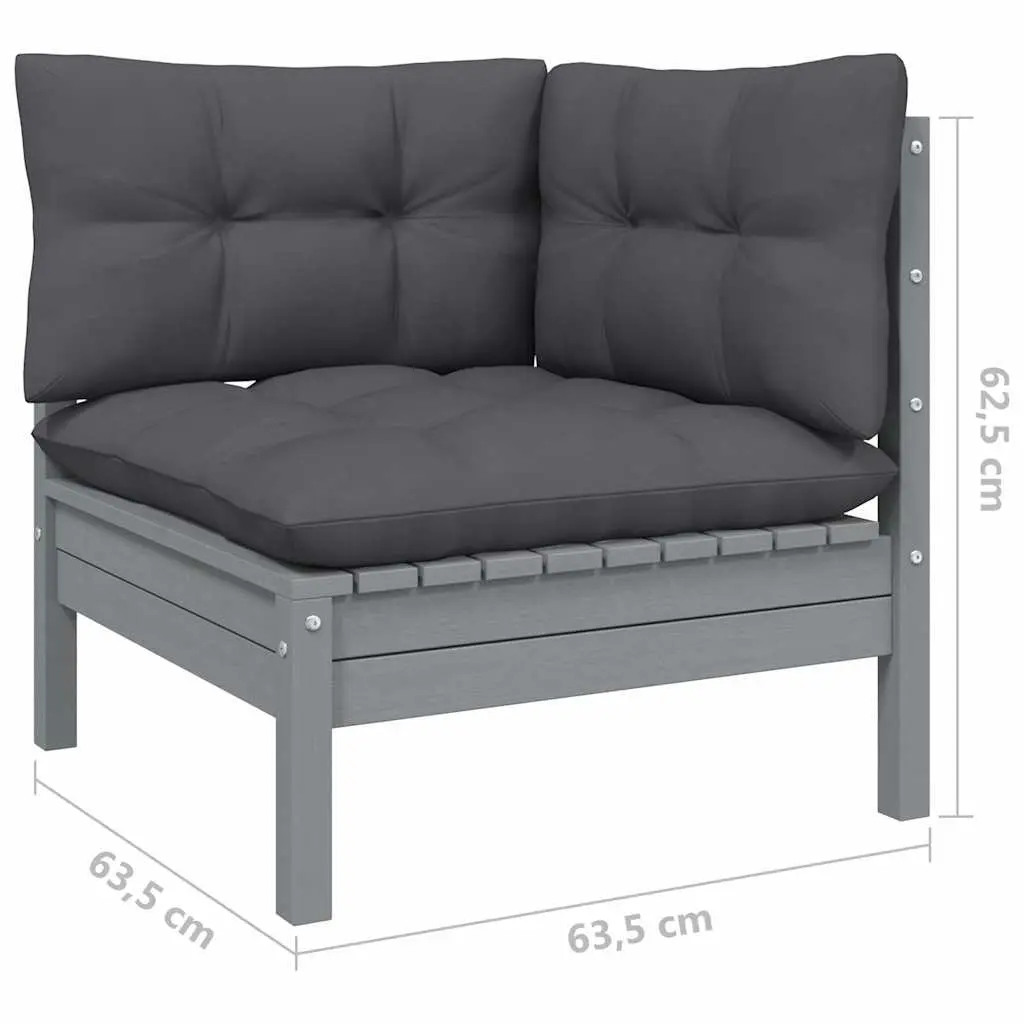 Garden Lounge Set 9 Piece Outdoor Patio Furniture Black Pinewood with Cushions