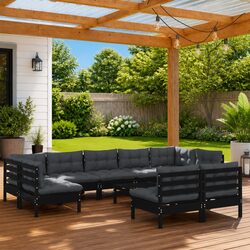 Practical 10-Piece Black Lounge Set for Outdoor Use