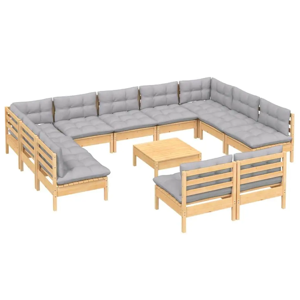 Garden Lounge Set 12 Piece Outdoor Furniture Patio Seating Grey Cushions