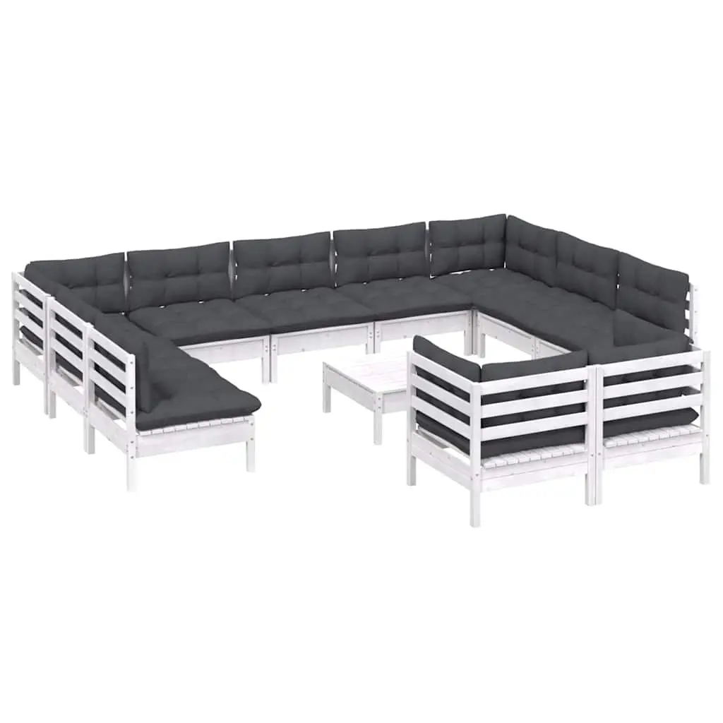 Garden Lounge Set 12 Piece Outdoor Furniture White Patio Sofa with Cushions