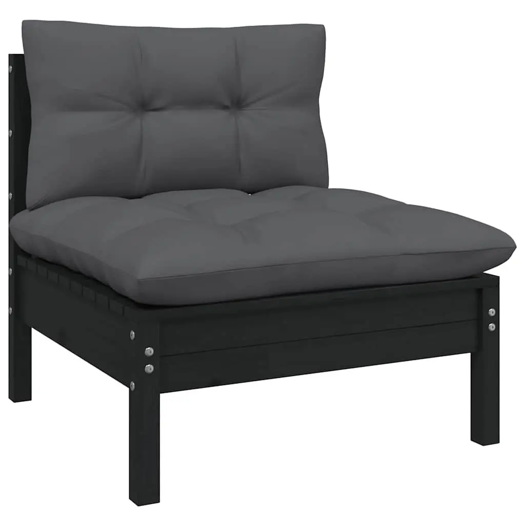 Garden Lounge Set 13 Piece Outdoor Furniture Black Modular Patio with Cushions