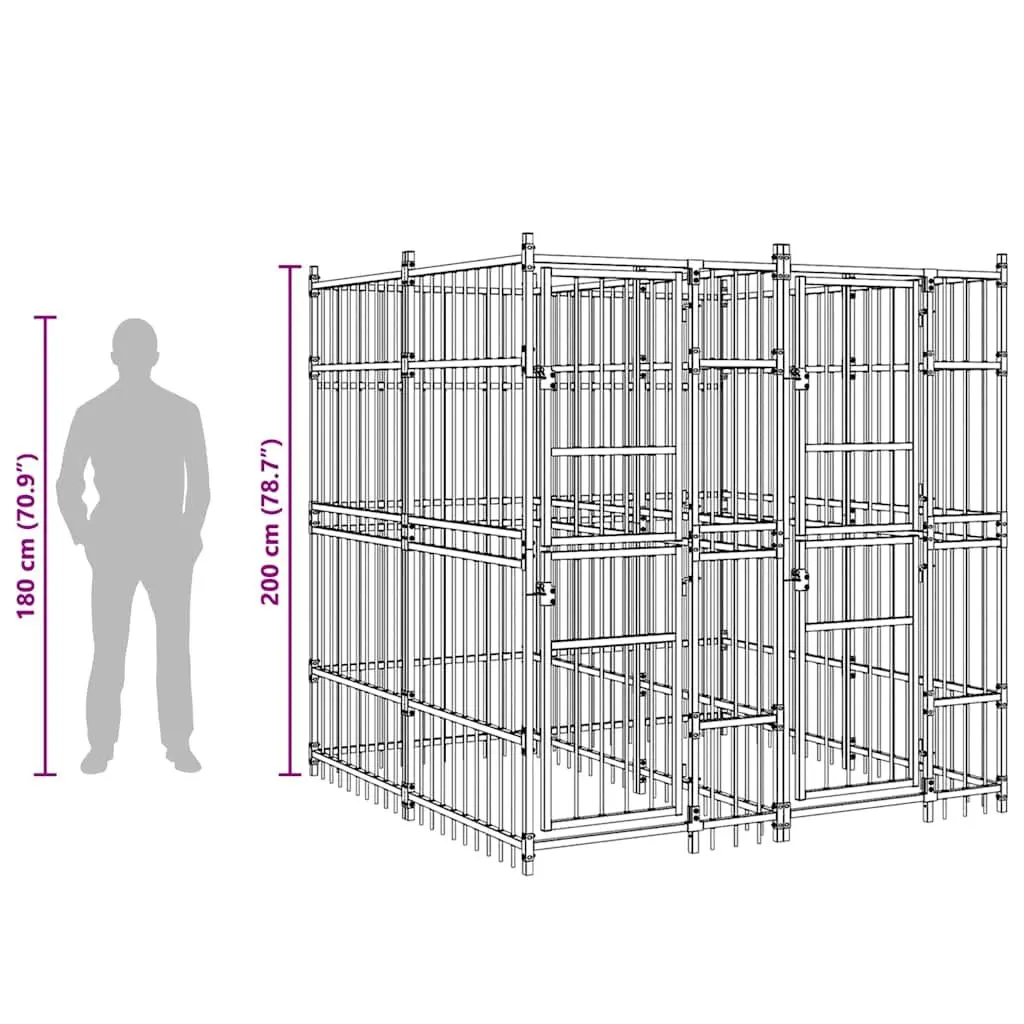 Dog Kennel Steel Outdoor Exercise Pen Enclosure Play Area Cage Black