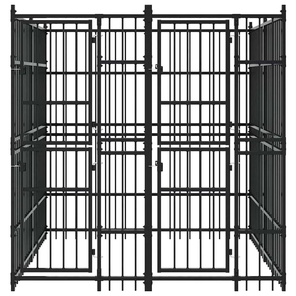 Dog Kennel Steel Outdoor Exercise Pen Enclosure Play Area Cage Black