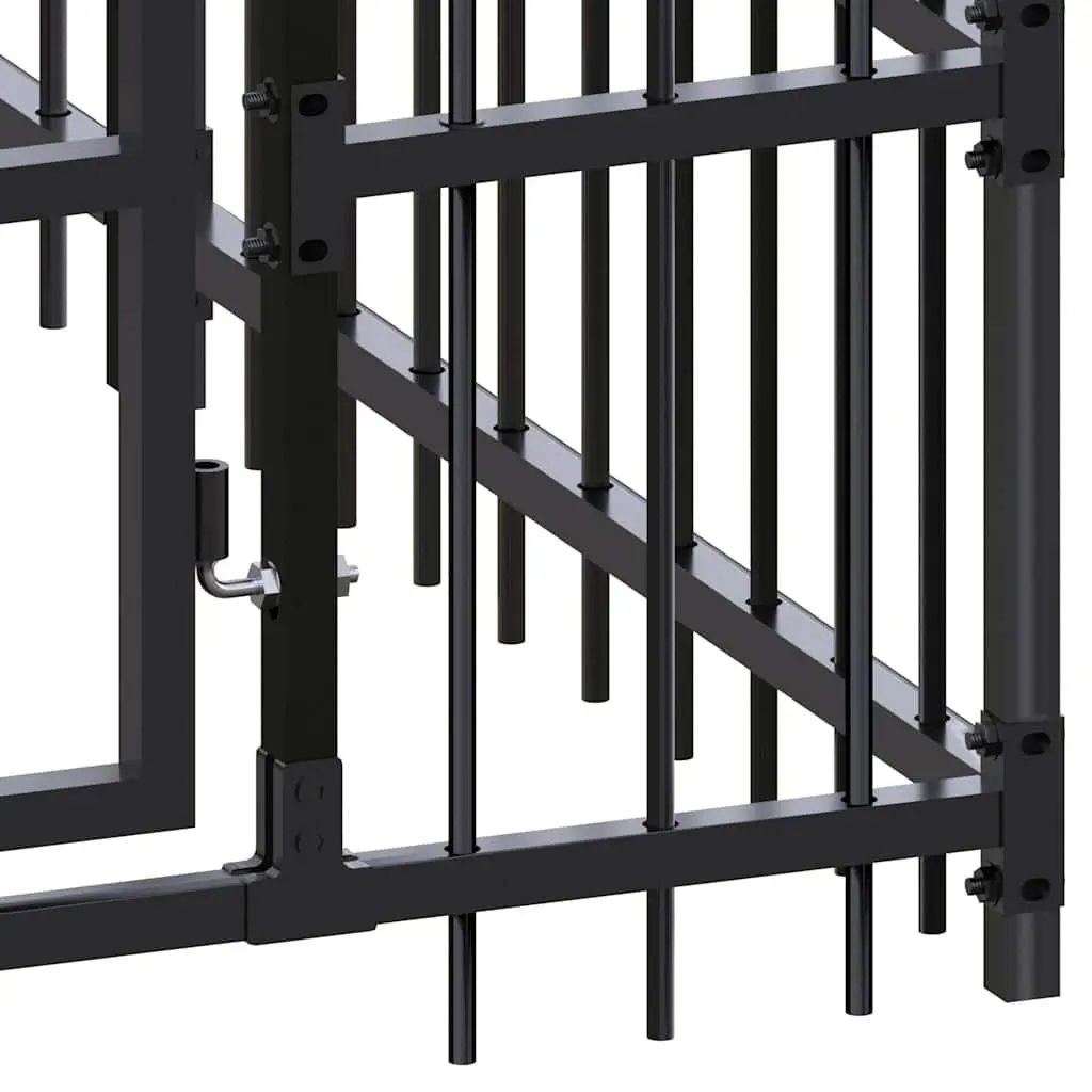Dog Kennel Steel Outdoor Exercise Pen Enclosure Play Area Cage Black