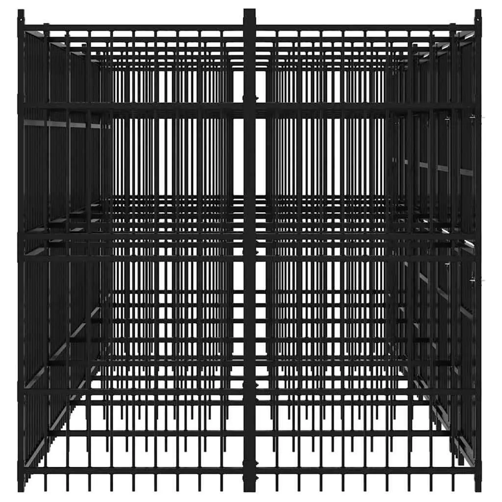 Dog Kennel Outdoor Run Exercise Pen Enclosure Steel Large 9.22 m² Black