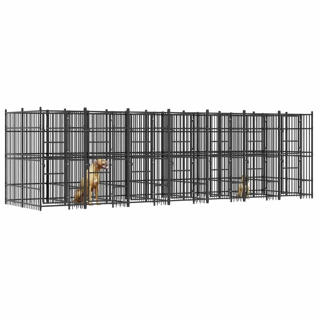 Dog Kennel Outdoor Steel Cage 12.9 m² Exercise Pen Run Lockable Door