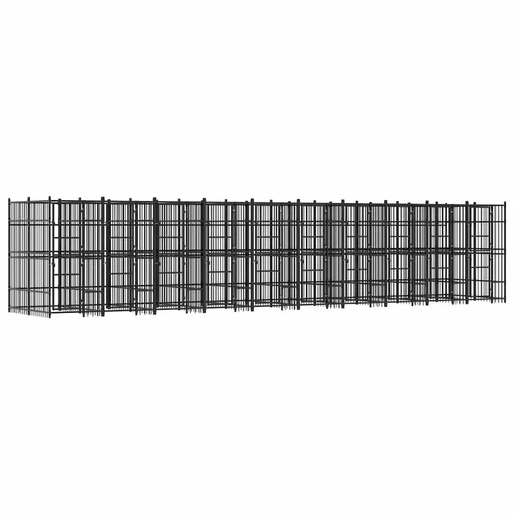 Dog Kennel Outdoor Steel Run Exercise Enclosure Pen Safety Black Large Space