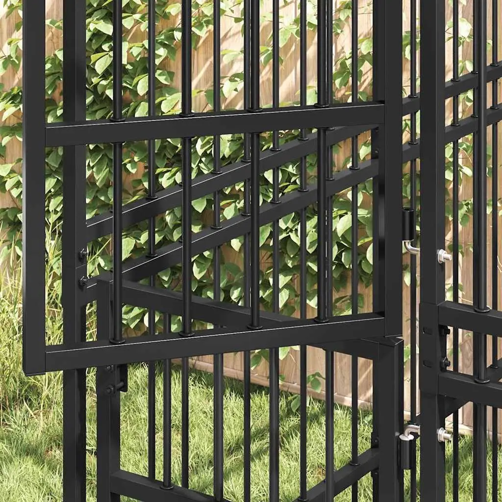 Dog Kennel Outdoor Steel Run Exercise Enclosure Pen Safety Black Large Space
