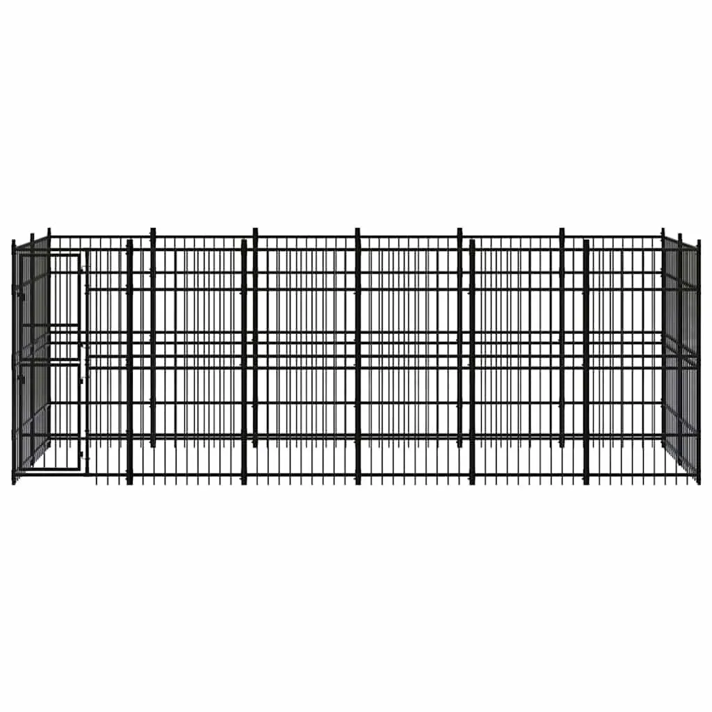 Dog Kennel Outdoor Run Steel Exercise Pen Large Enclosure Black Play Space
