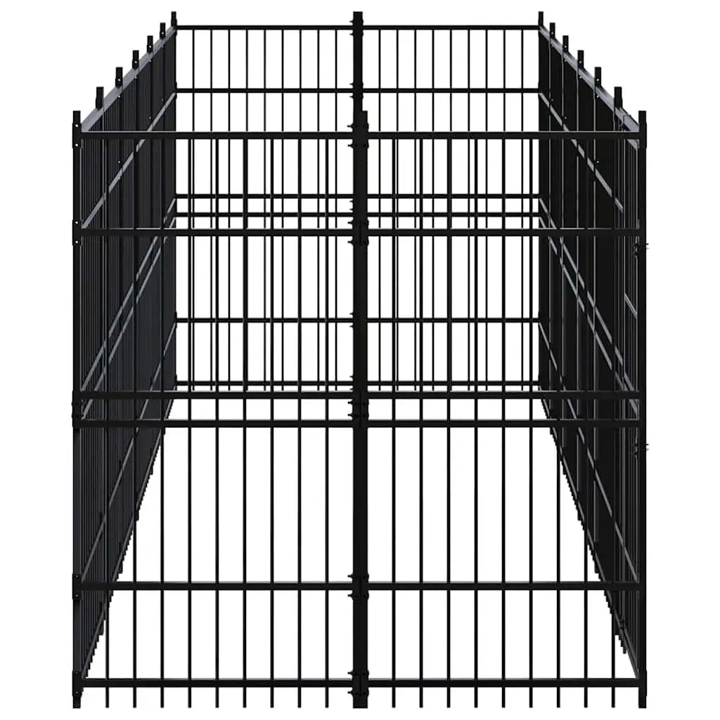 Dog Kennel Outdoor Run Steel Exercise Pen Large Enclosure Black Play Space