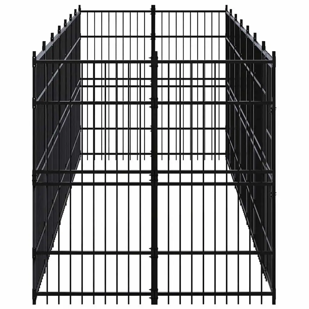 Dog Kennel Outdoor Steel Cage Pet Exercise Run Enclosure Play Safe Black