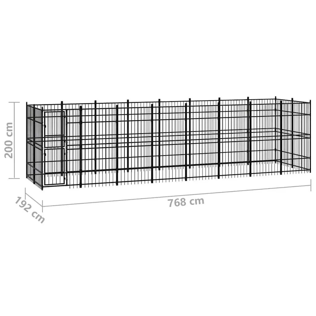Dog Kennel Outdoor Steel Run Enclosure Exercise Play Pen Training Black 14.75m²