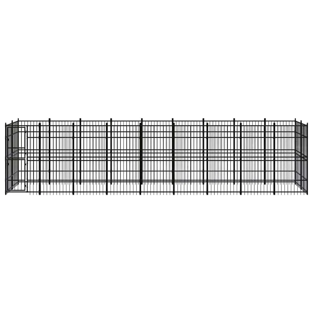 Dog Kennel Steel Enclosure Large Exercise Run 16.59 m² Black