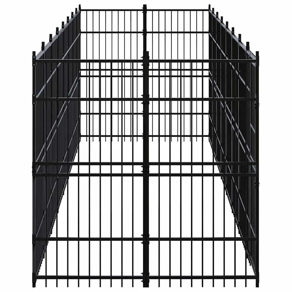 Dog Kennel Steel Enclosure Large Exercise Run 16.59 m² Black