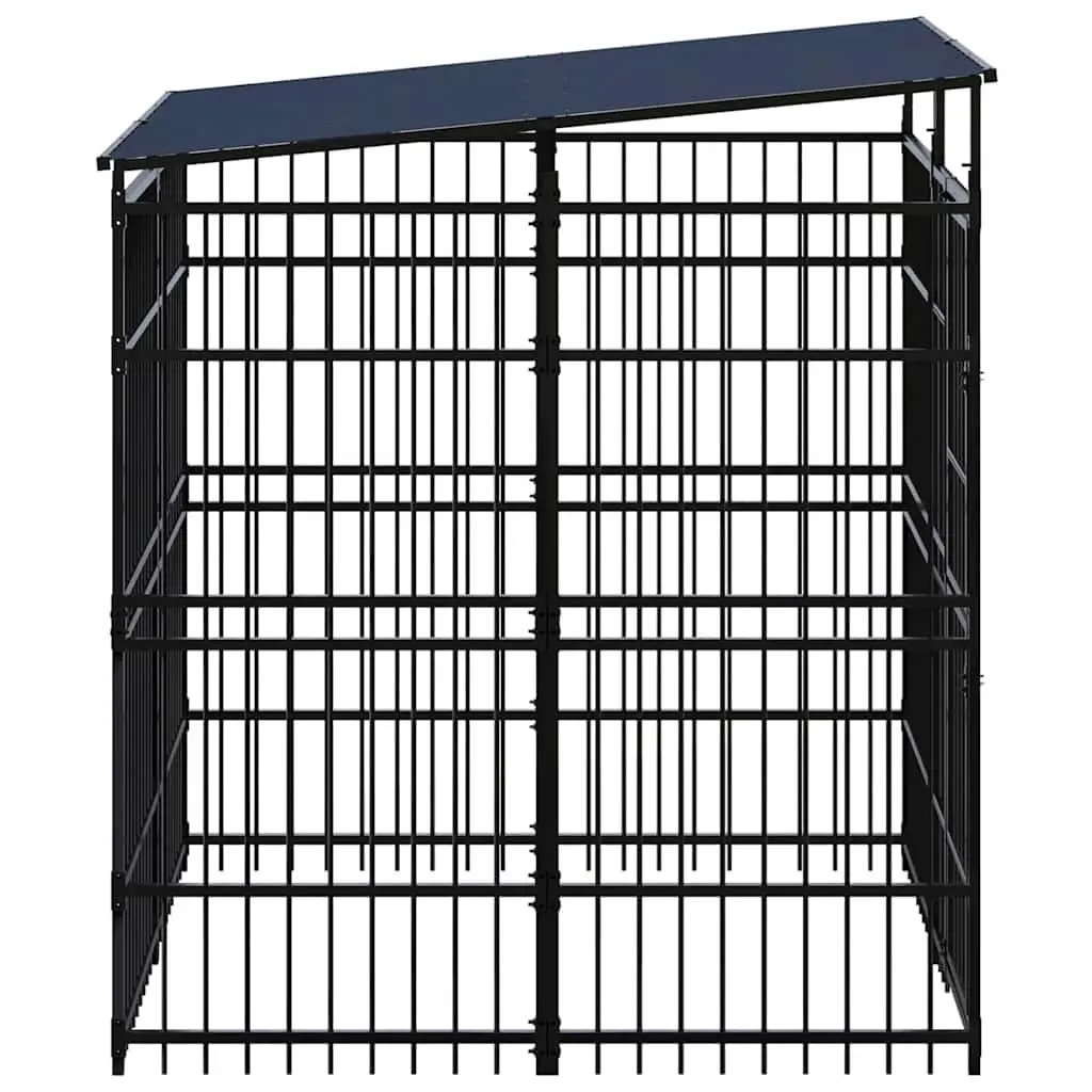 Dog Kennel Outdoor Run Enclosure Steel Roof Exercise Pen Safe Secure Shelter