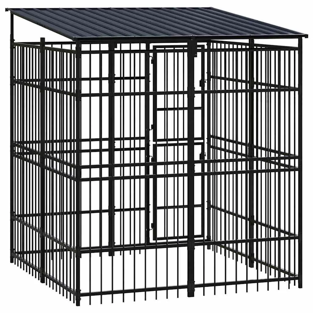 Dog Kennel Outdoor Run Enclosure Steel Roof Exercise Pen Safe Secure Shelter