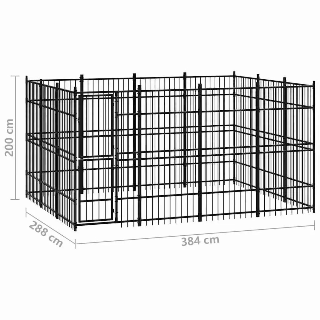 Dog Kennel Steel Run Exercise Enclosure Large Space Black