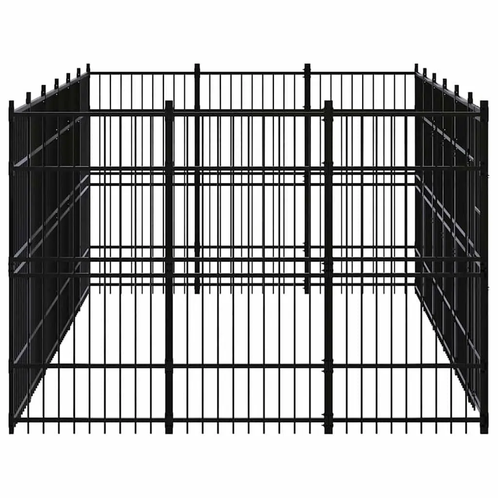 Dog Kennel Steel Outdoor Enclosure Exercise Run Pen Large 16.59 m² Black