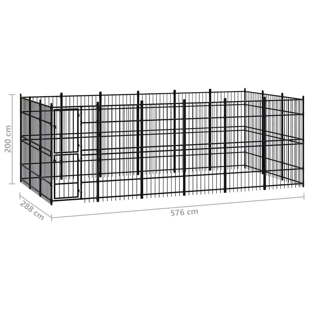 Dog Kennel Steel Outdoor Enclosure Exercise Run Pen Large 16.59 m² Black