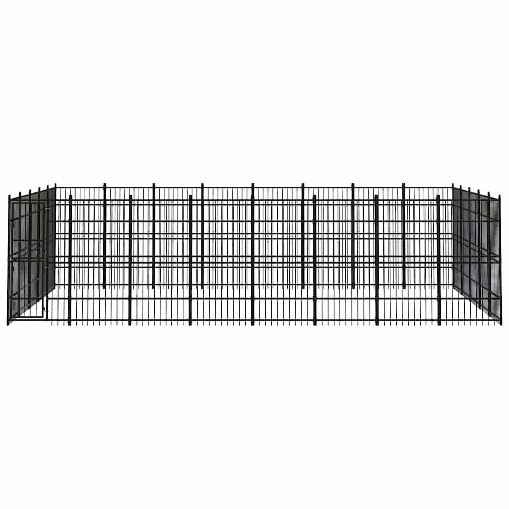 Dog Kennel Steel Outdoor Enclosure 36.86 m² Black