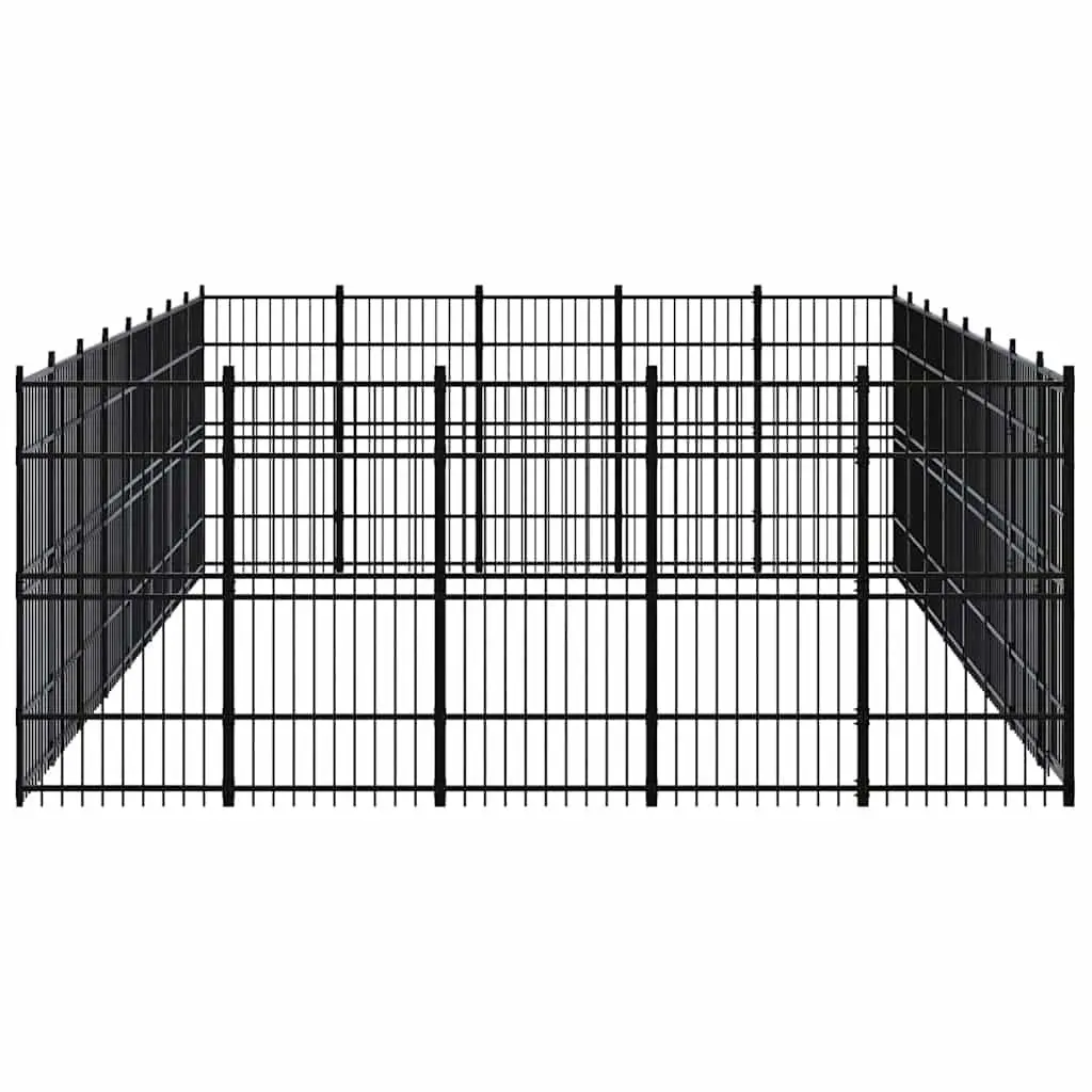 Dog Kennel Steel Outdoor Enclosure 36.86 m² Black